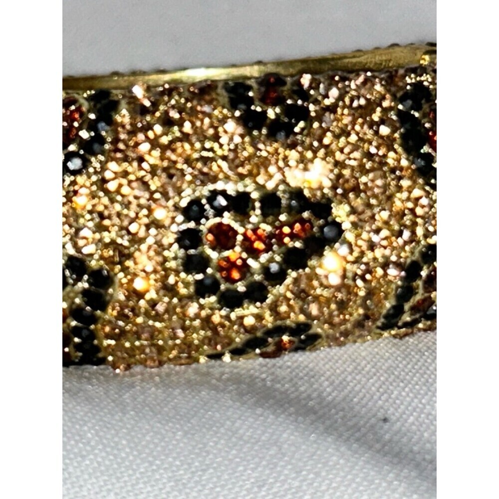 Bebe Gold Leopard Print Rhinestone Bangle - Picture 9 of 16